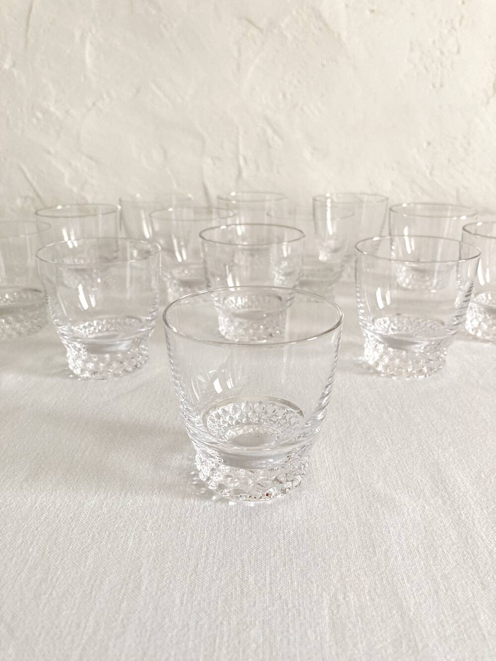 13 crystal white wine glasses, 1950s