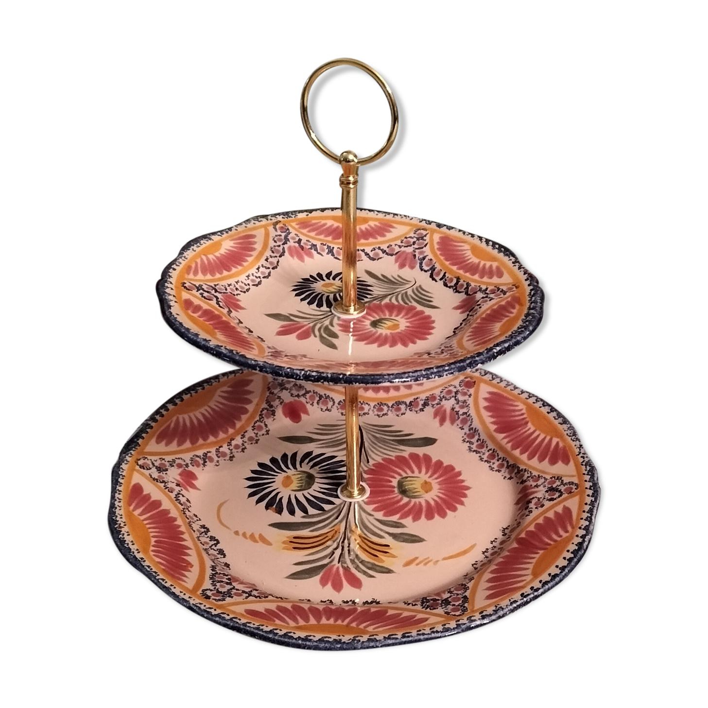 Silent display or servant Henriot Quimper model pink basket