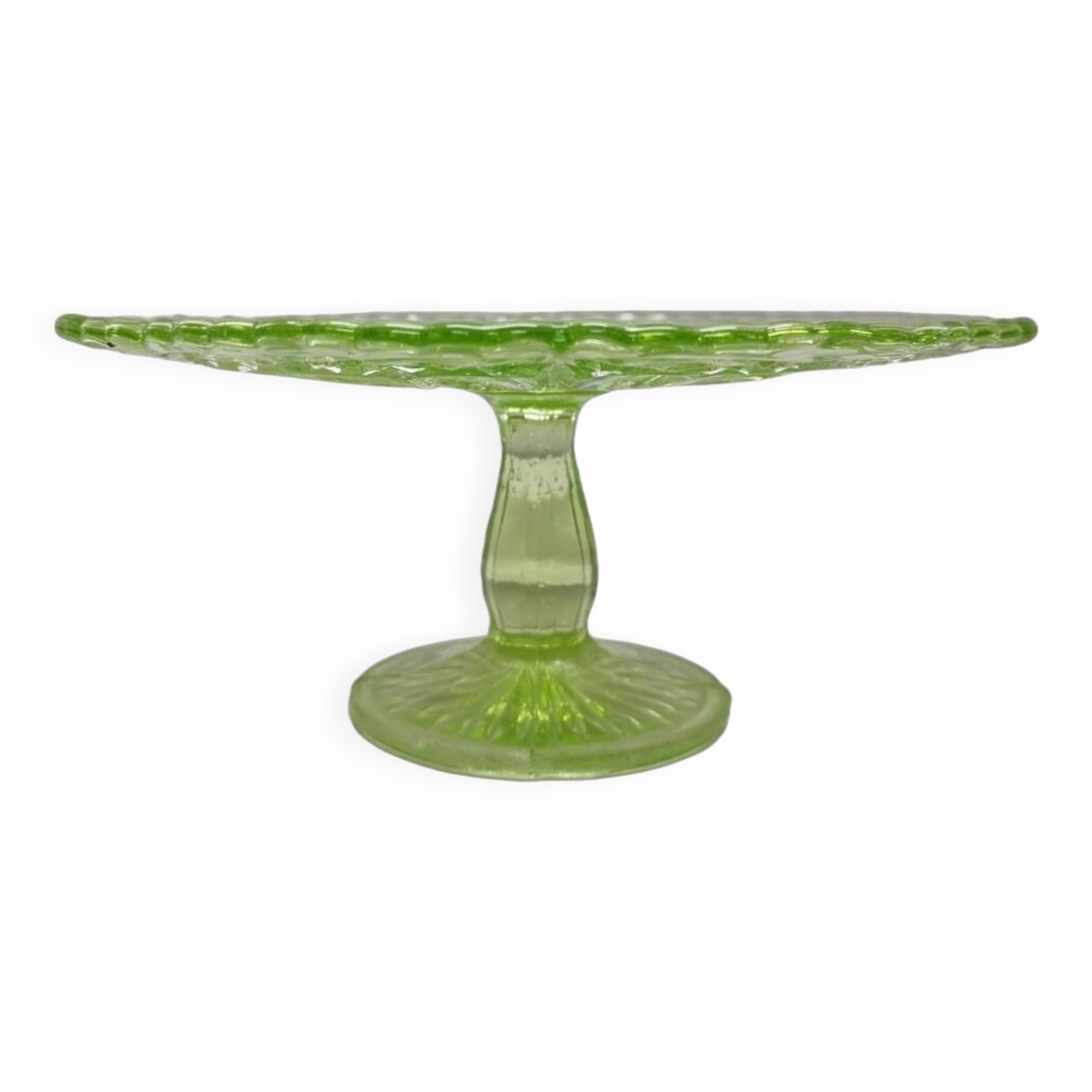 Assiette à gâteau vintage en uranium, années 1940