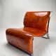 Set of Chromed Metal and Leather Armchairs by Vittorio Introini for Saporiti, 1965