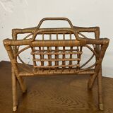 Vintage folding rattan magazine rack