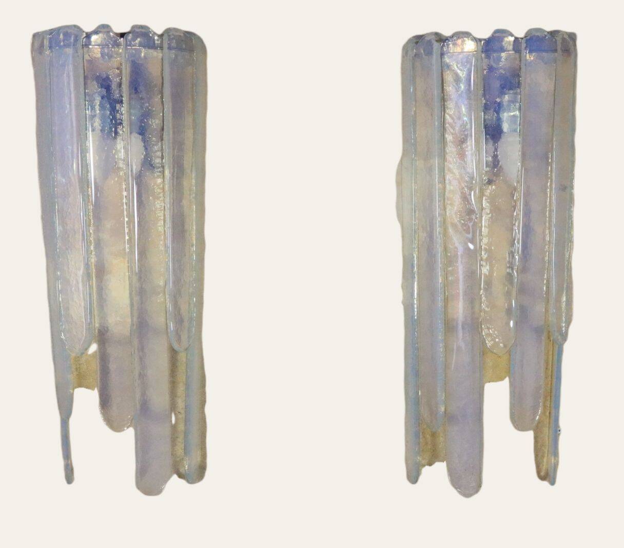 1 x Wall lamp by Carlo Nason for Mazzega, Cascade, Ice Blue, 1970s