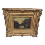 Painting barbizon school xix th century