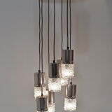 Vintage waterfall chandelier, 7 chrome and glass