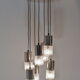 Lustre cascade, 7 suspensions en chrome et verre