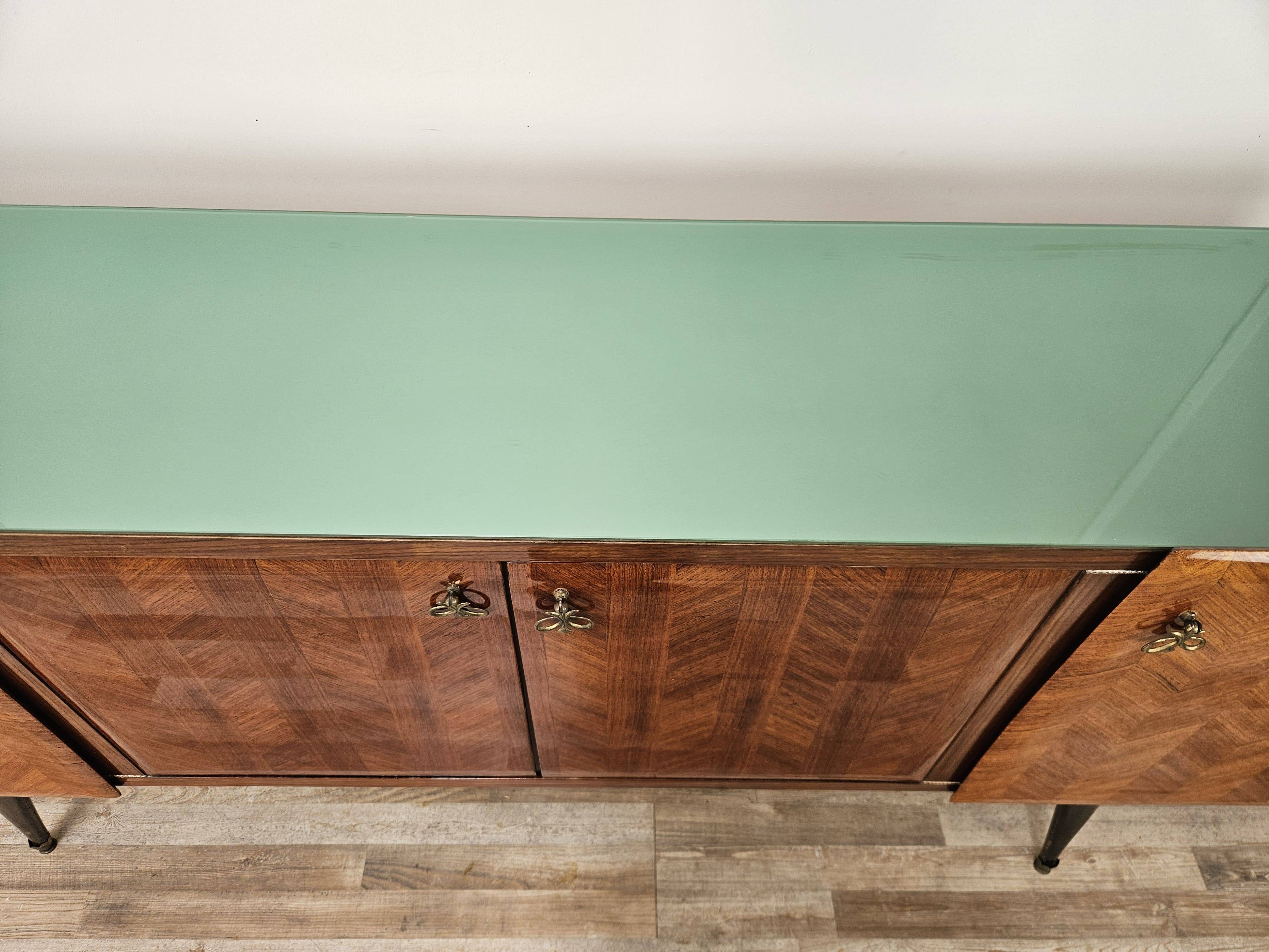 Enfilade en acajou avec plateau en verre