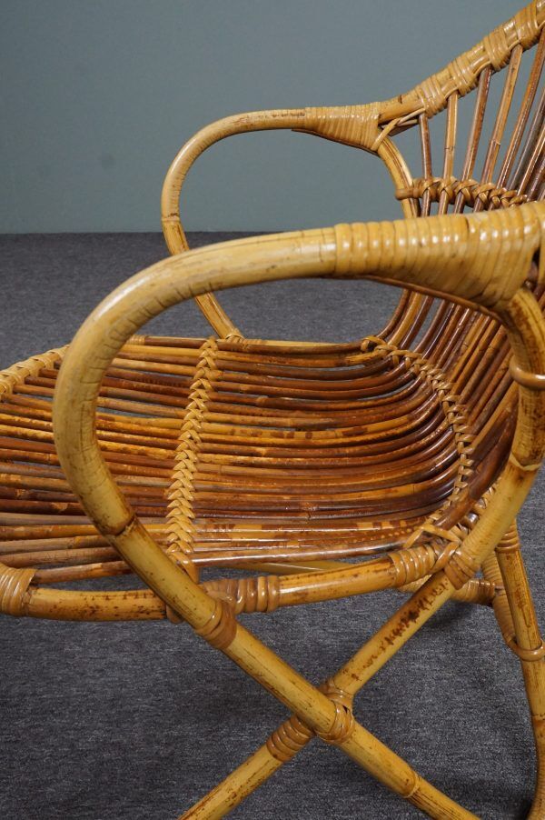 Fauteuil en rotin Design Hollandais, 1950