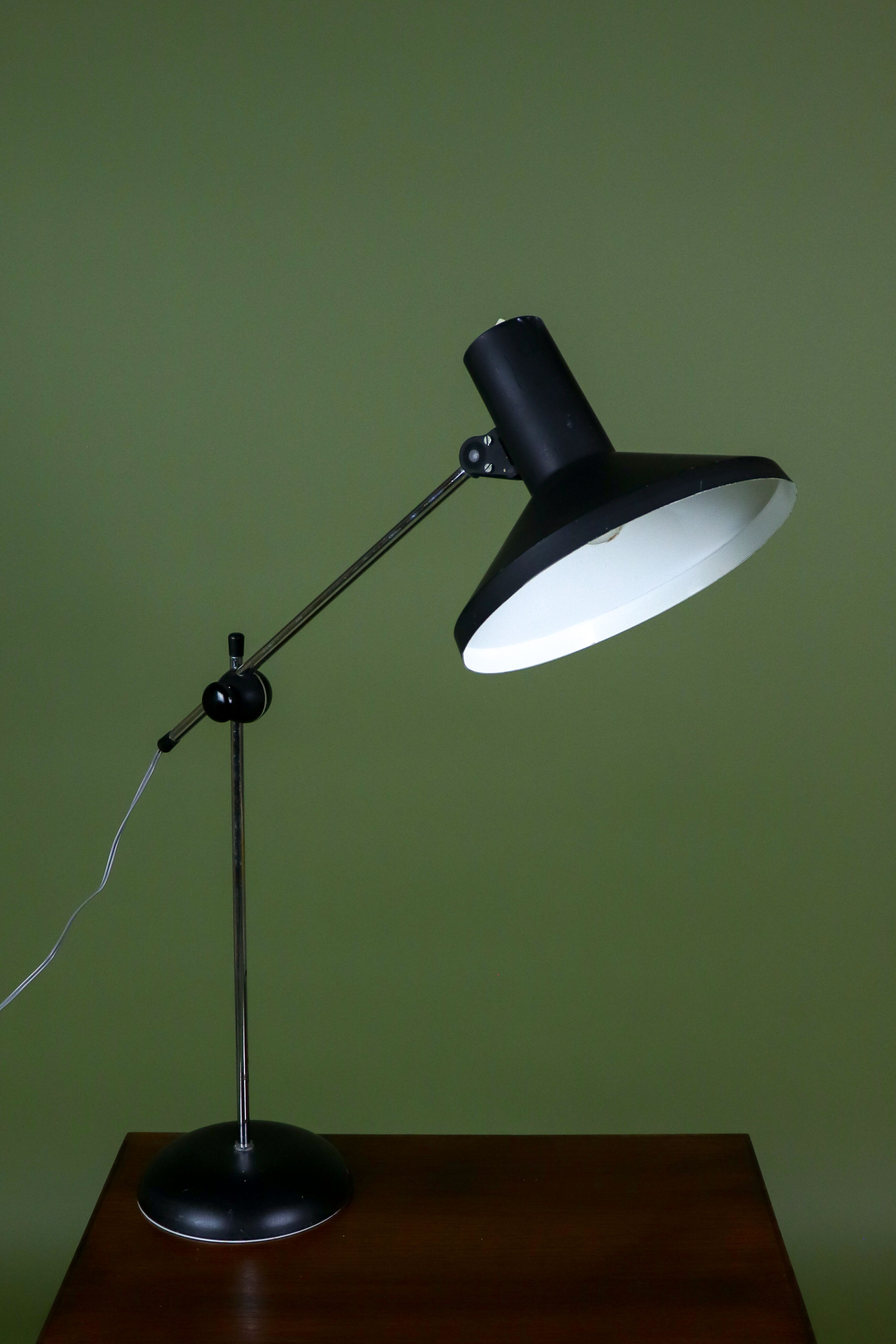 Large black metal vintage industrial desk lamp.