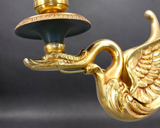Flamboyant Pair of Candelabra/Chandeliers Solid Bronze Empire Style
