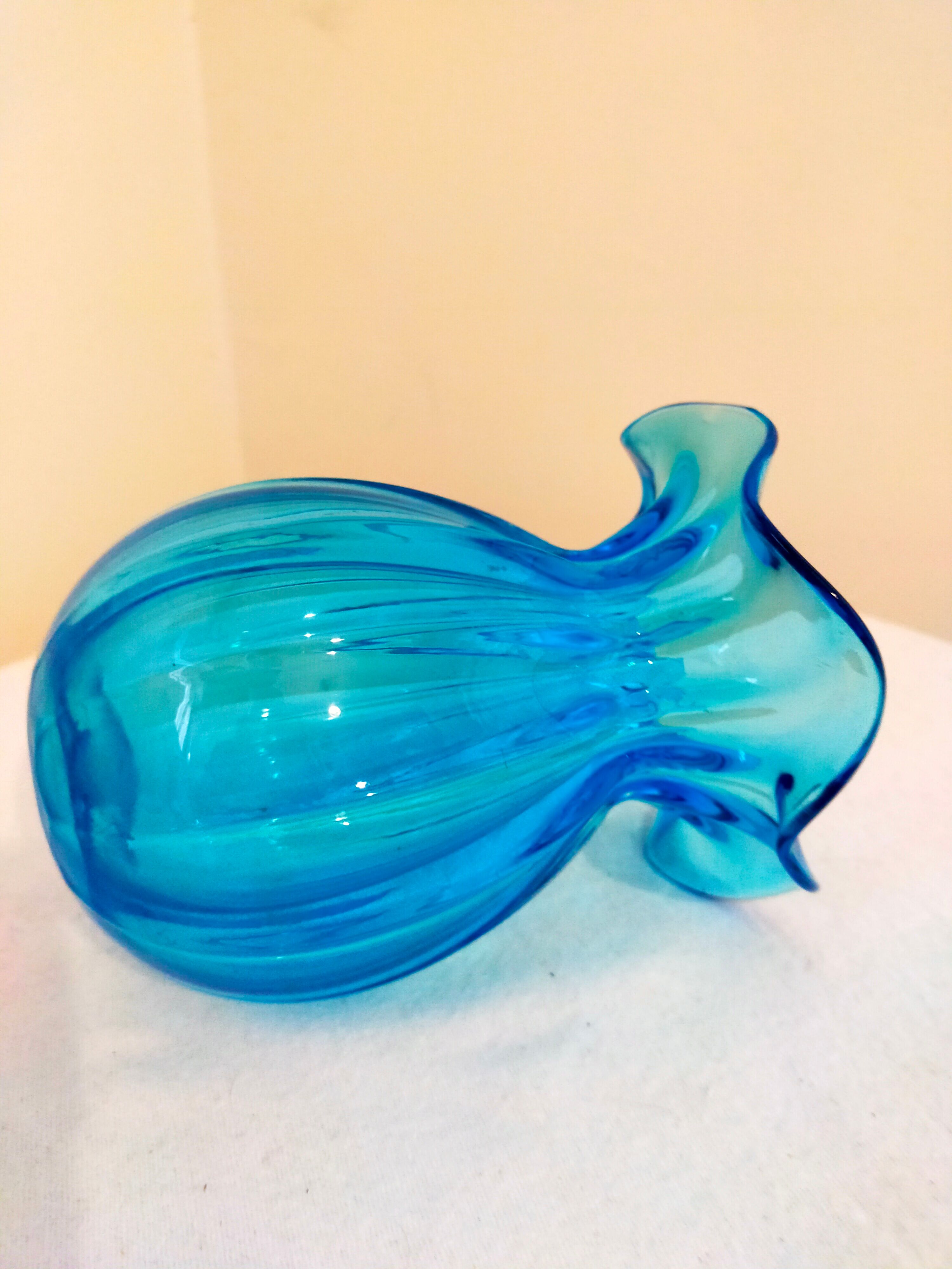 Blue blown glass vase