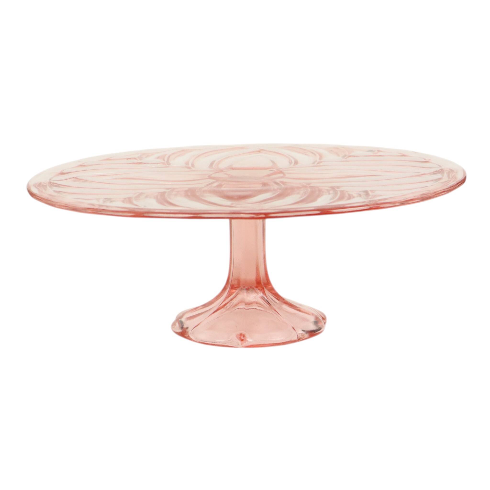Pink Art Deco Cake Plate Pastry Dish Val Saint Lambert 34cm