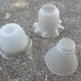 Set of 3 globe suspensions in vintage molded glass