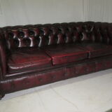 Sofa english chesterfield 3 places leather