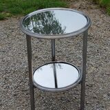 Art Deco side table, end table in chromed metal and mirror, 1930