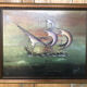 Oil painting on canvas j. peyraud view boats + wood frame #a219