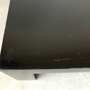 Pair of black laqué wood coffee tables, circa 1970.
