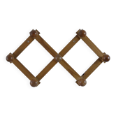 Vintage pine accordion coat rack