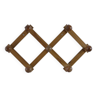 Porte-manteau accordéon vintage en pin