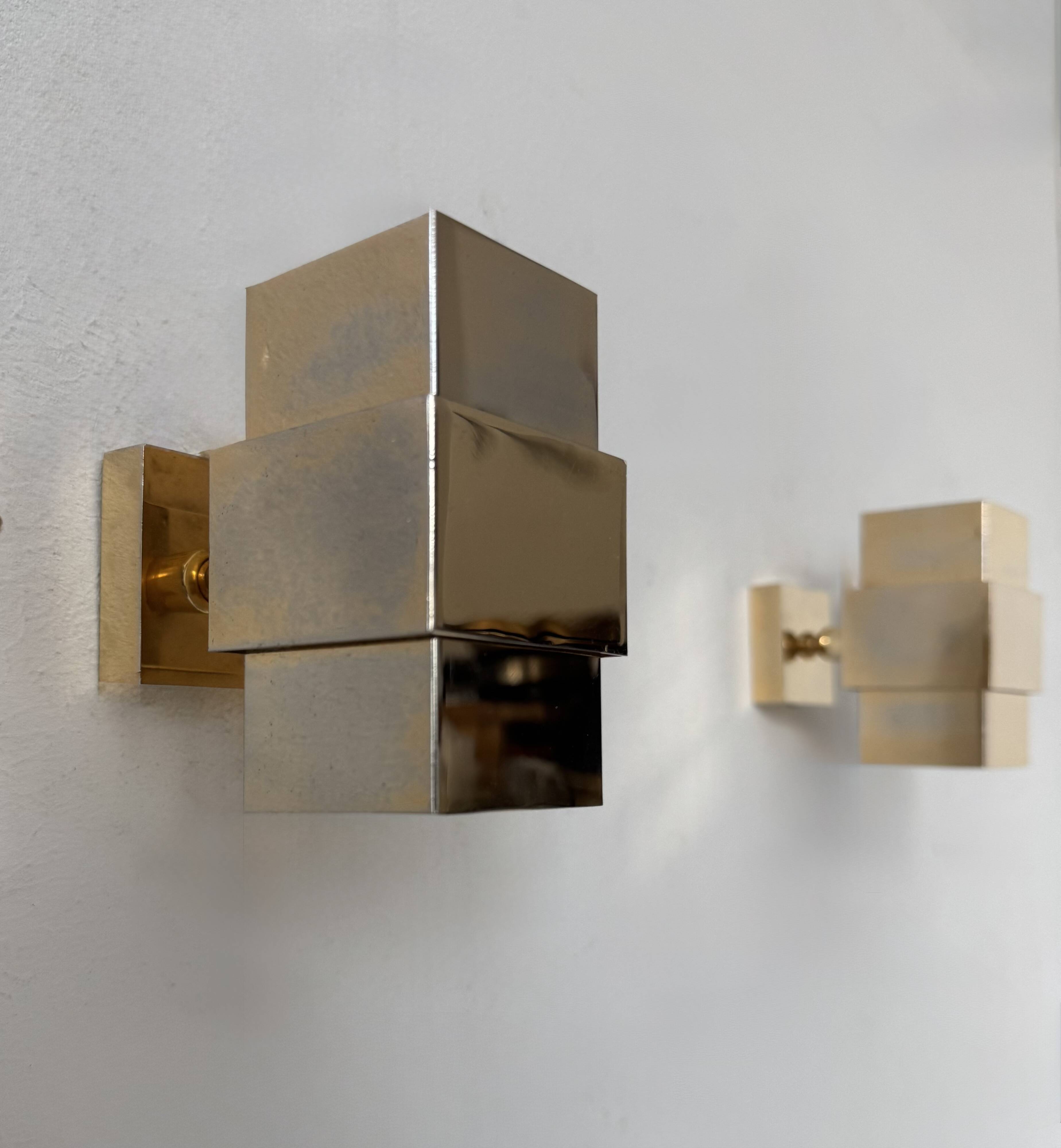 Paire d'applique vintage, laiton,  France, 1970