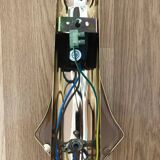 Set of 3 wall lights in golden brass and opaline glass