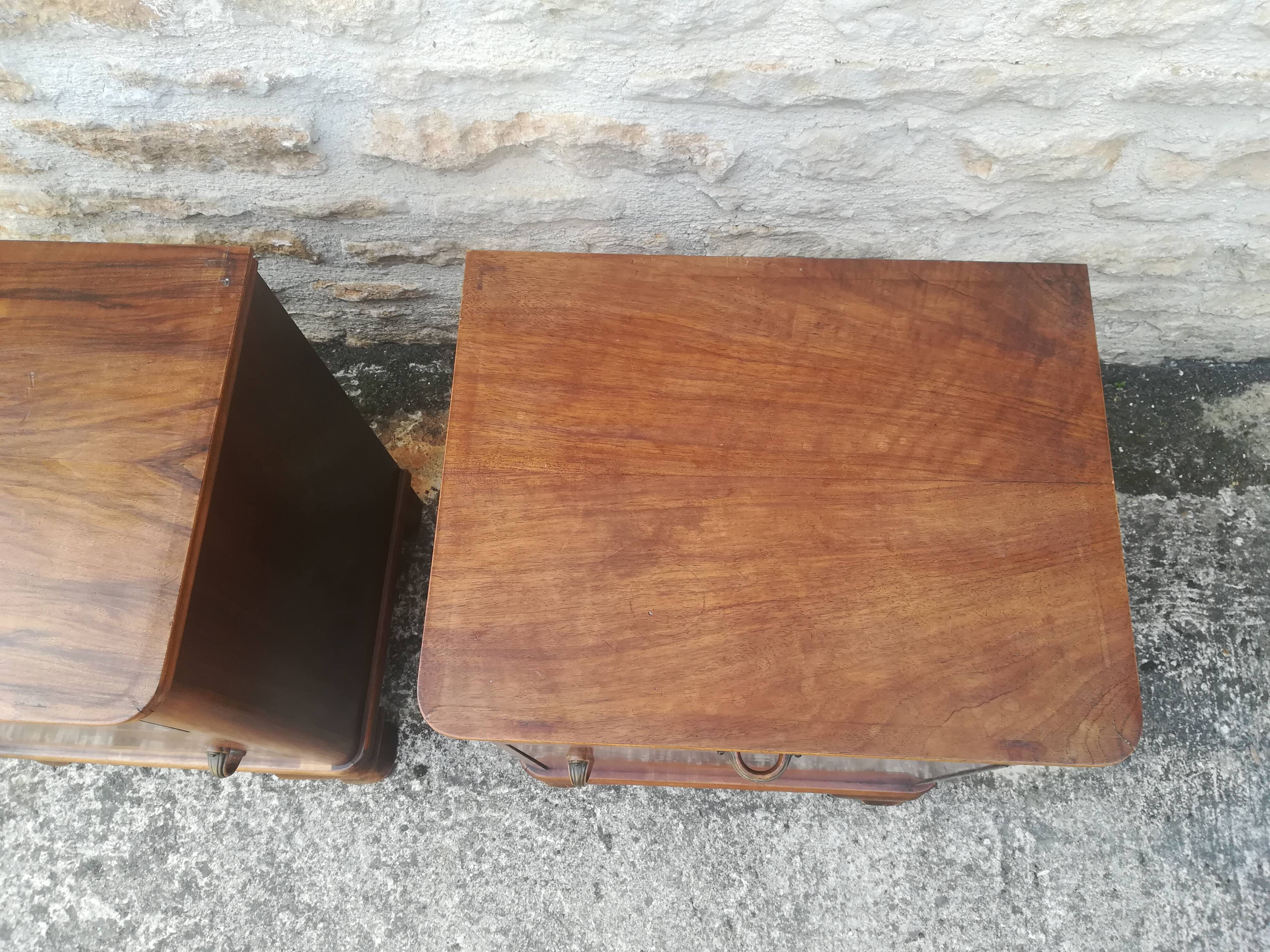 Pair of walnut bedside tables
