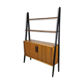 Vintage 1960s Scandinavian teak bookcase with compass legs