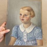 Portrait of a little girl on panel, 1939