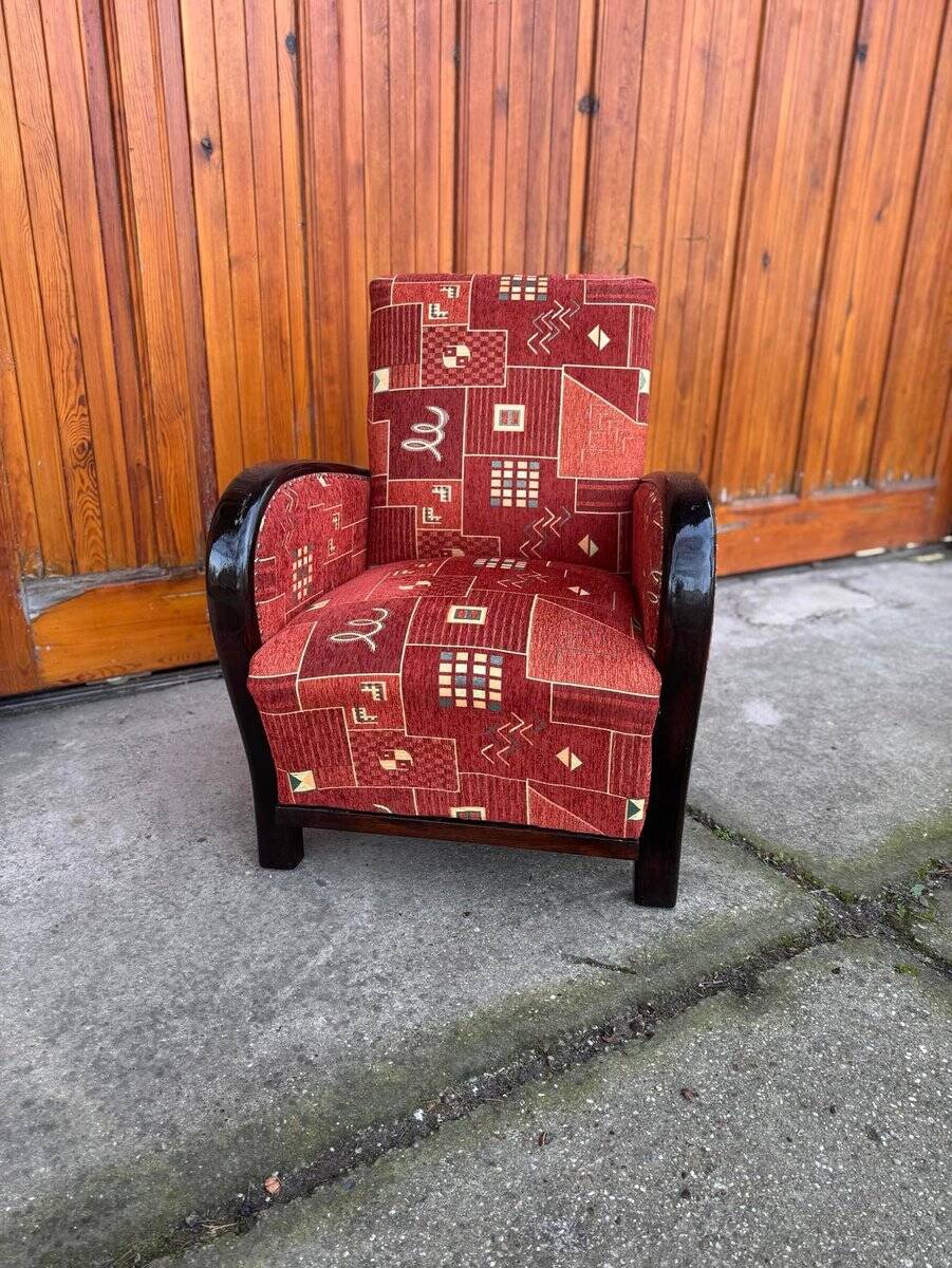Art Deco armchair with new patterned upholstery, 1930s