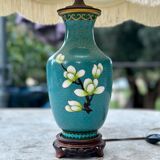 Lampe de chevet avec décor asiatique de fleur