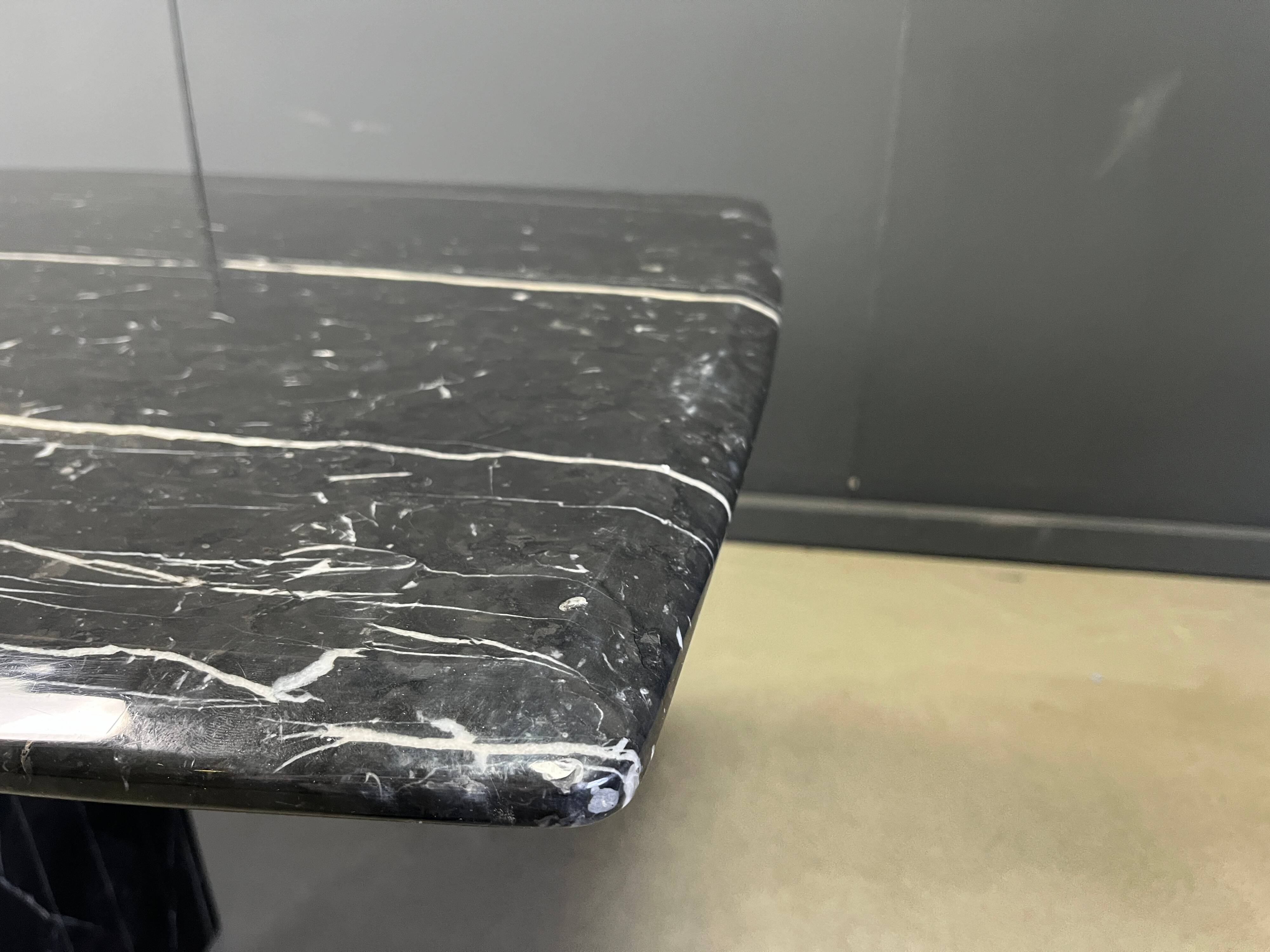 Vintage black marble dining table, 1970s