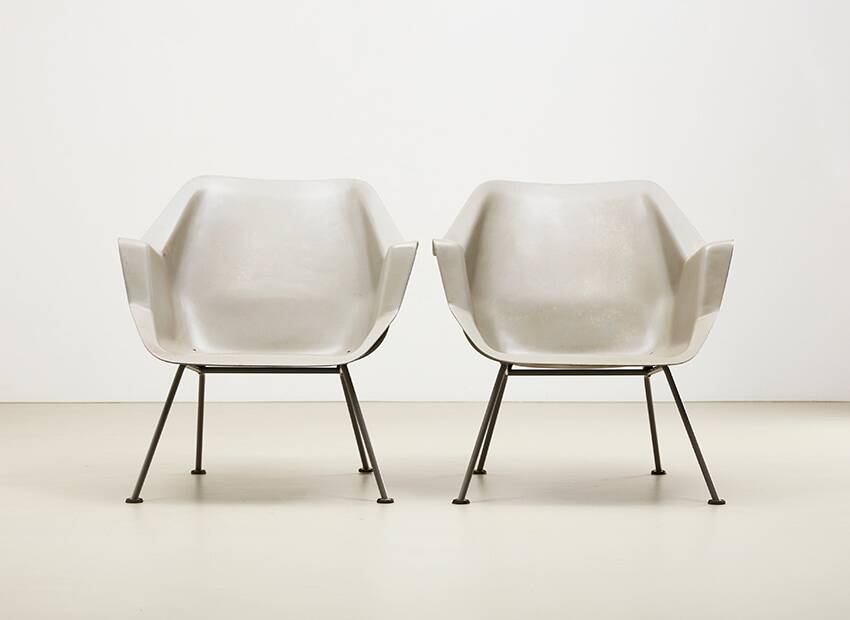 Rare Pair of Early 416 Chairs by Wim Rietveld & Andere Cordemeyer for Gispen 1957