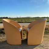 Paire de fauteuils cuir design