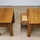 Pair of vintage elm bedside tables, 1970s