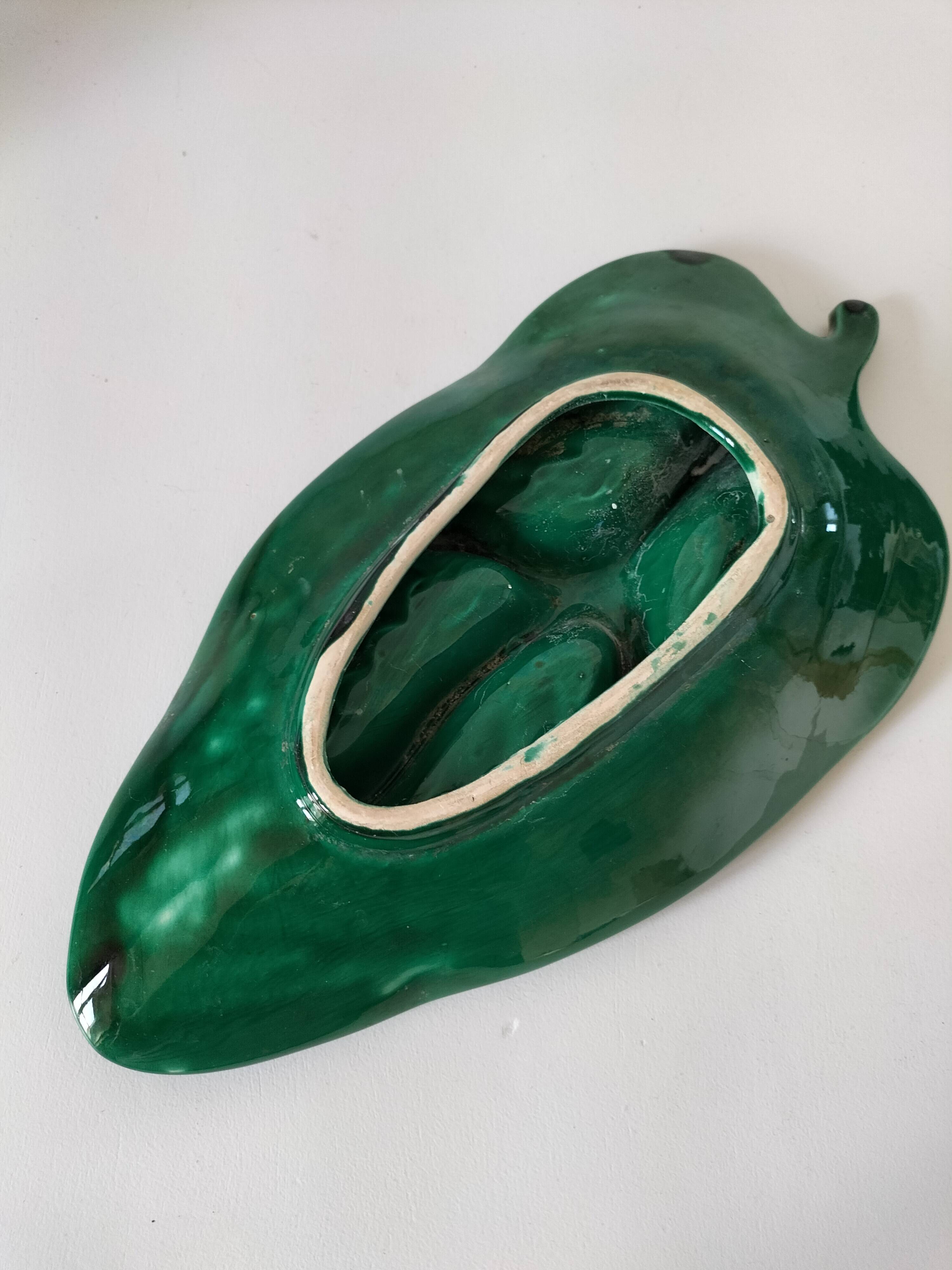 Vallauris ceramic tropical leaf tray, 1950s/1960s