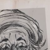 Reproduction of a charcoal drawing of a clown