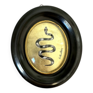 Cadre serpent verre bombé