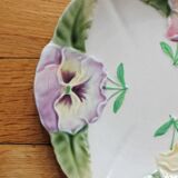 3 plates in slurry "Pensées" Choisy-le-Roi, nineteenth century
