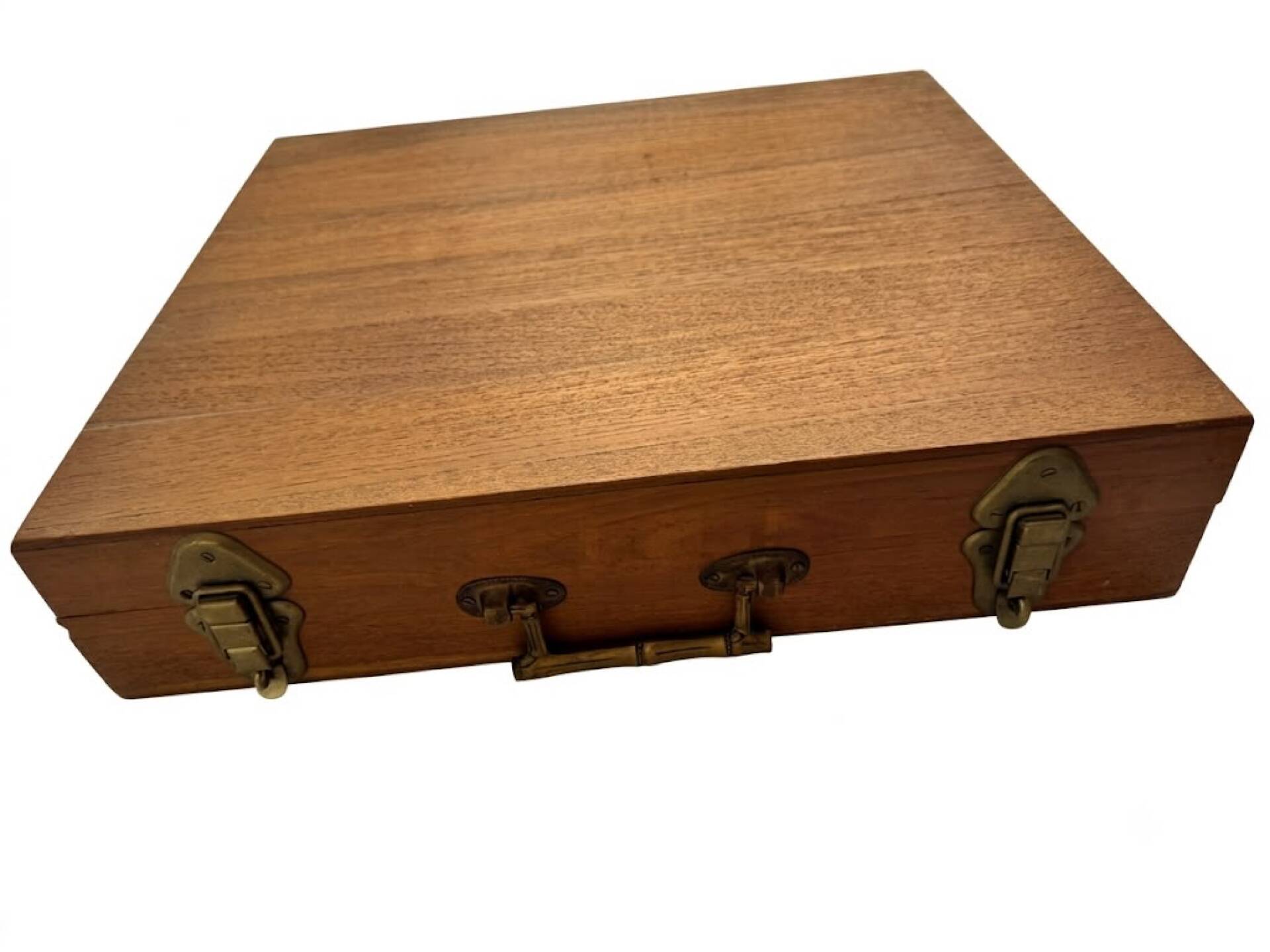 Ménagère complète Nickel Bronze doré Bambou coffret Vintage
