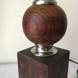 Wood and chrome standing lamp