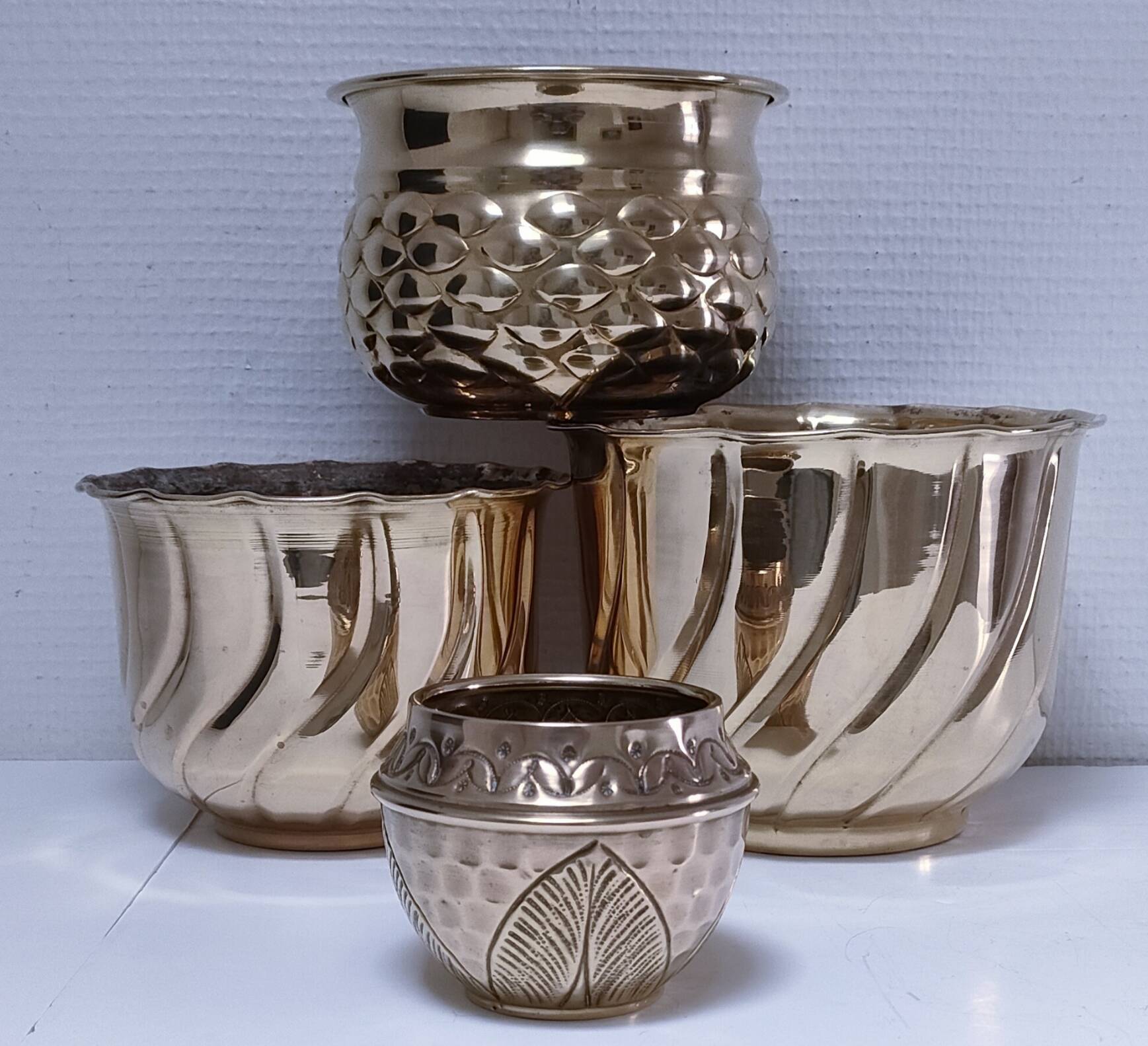 quatre cache-pot laiton vintage