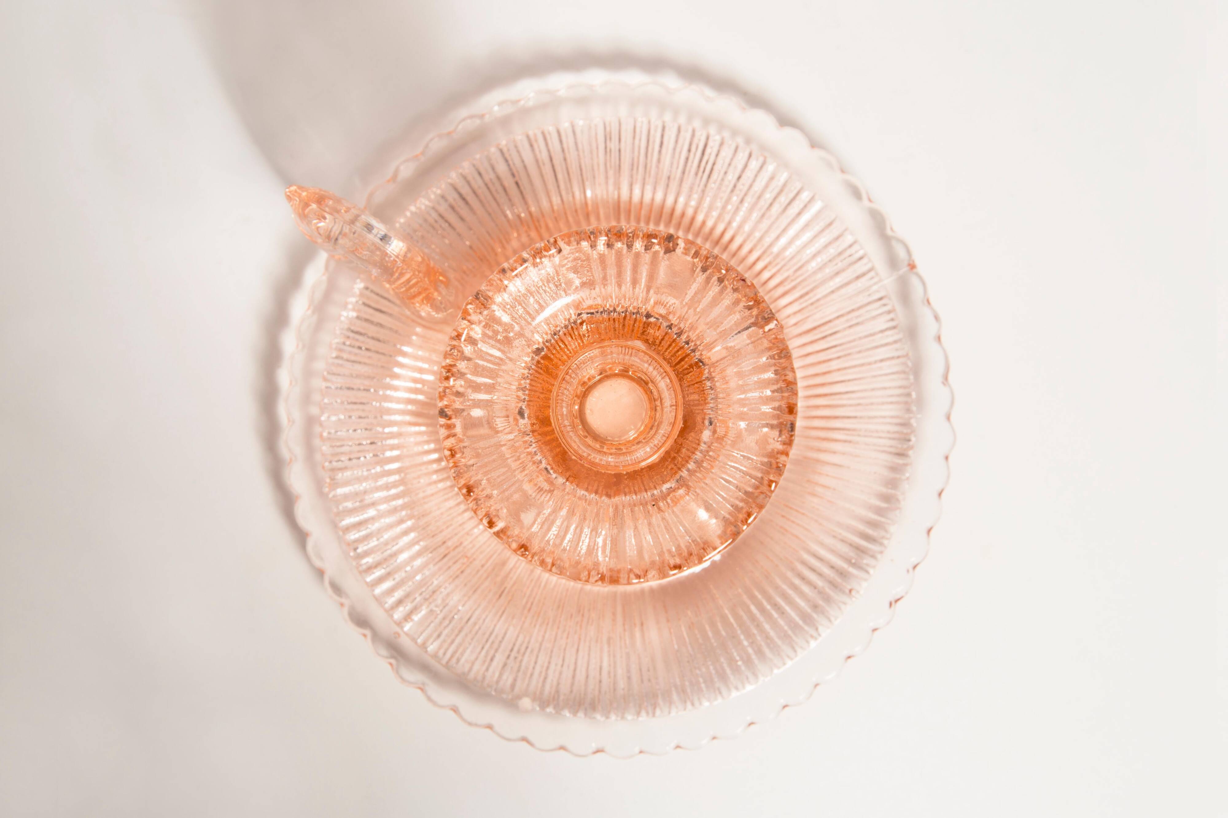 Pale pink glass candlestick mid-century, Europe, 1960s