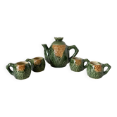 Théière et tasses en barbotine Maïs