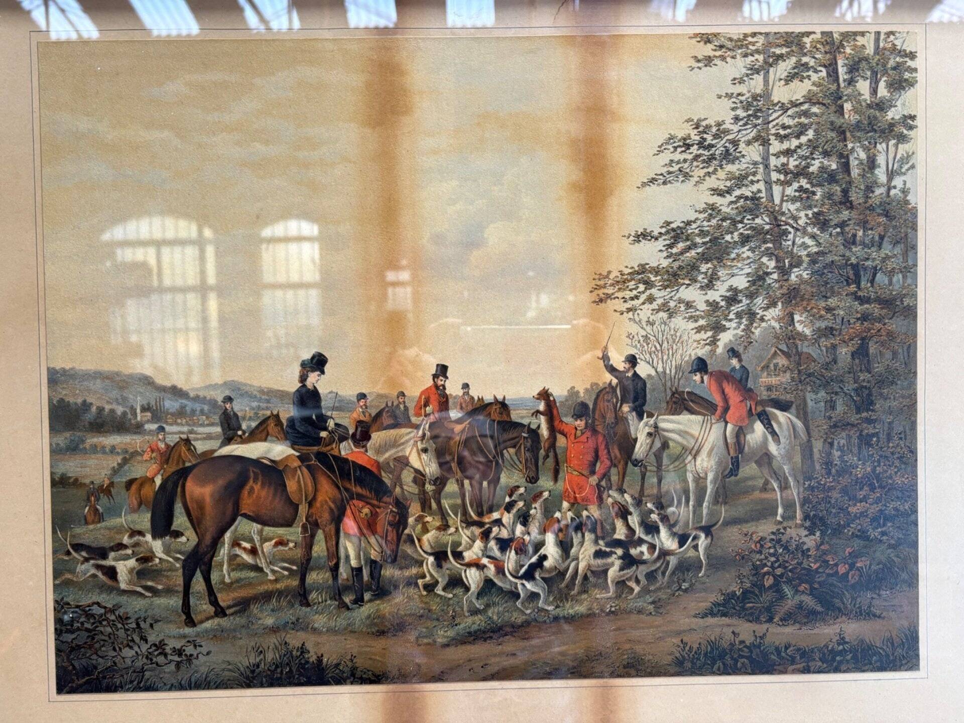 2 framed hunting scenes