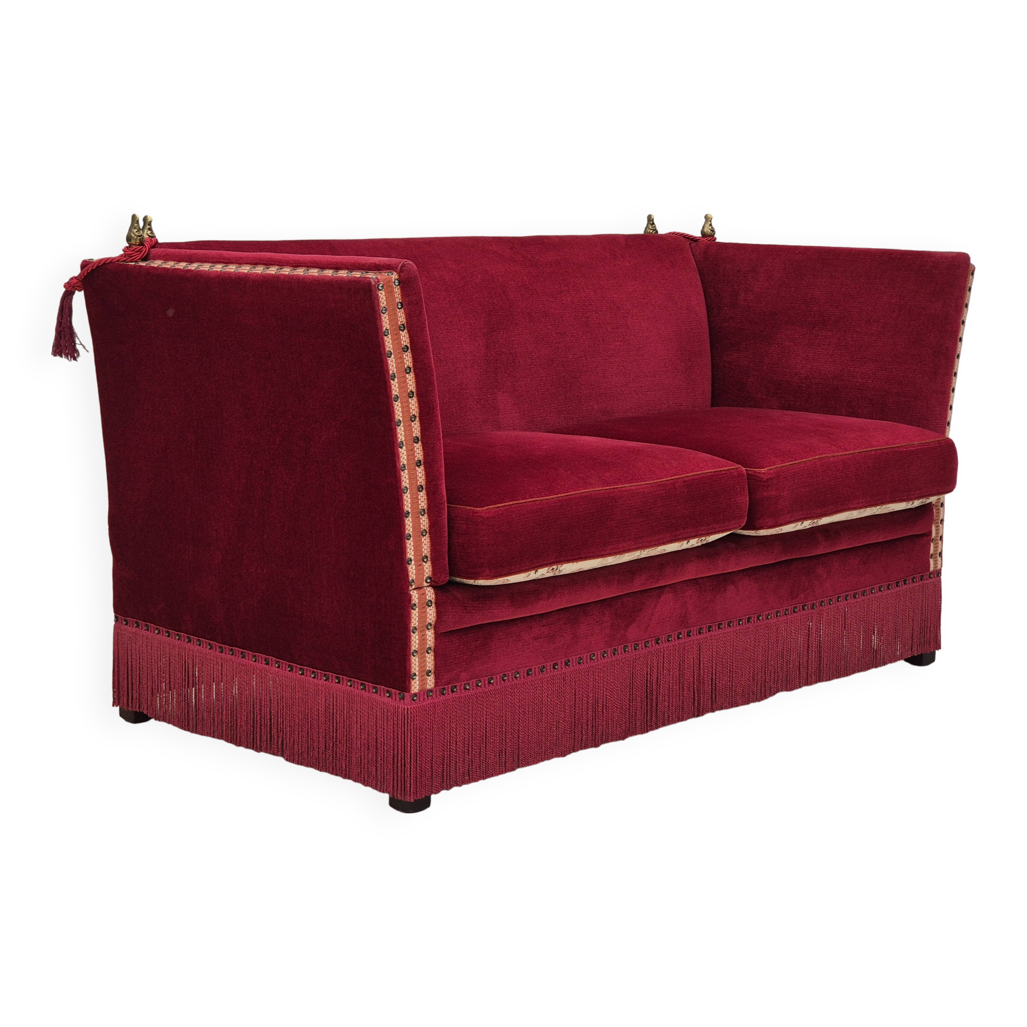 1970s, Danish 2 seater sofa, original condition, furniture velour, ash wood.