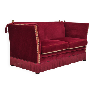 1970s, Danish 2 seater sofa, original condition, furniture velour, ash wood.