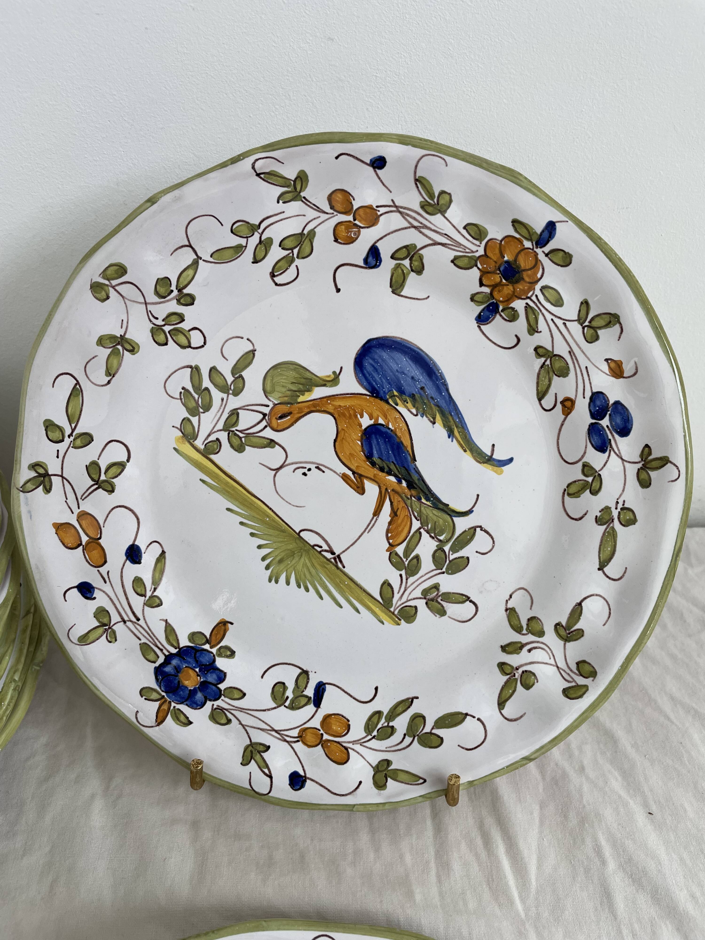 Dessert service, earthenware, Martres-Tolosane, signed Matet France