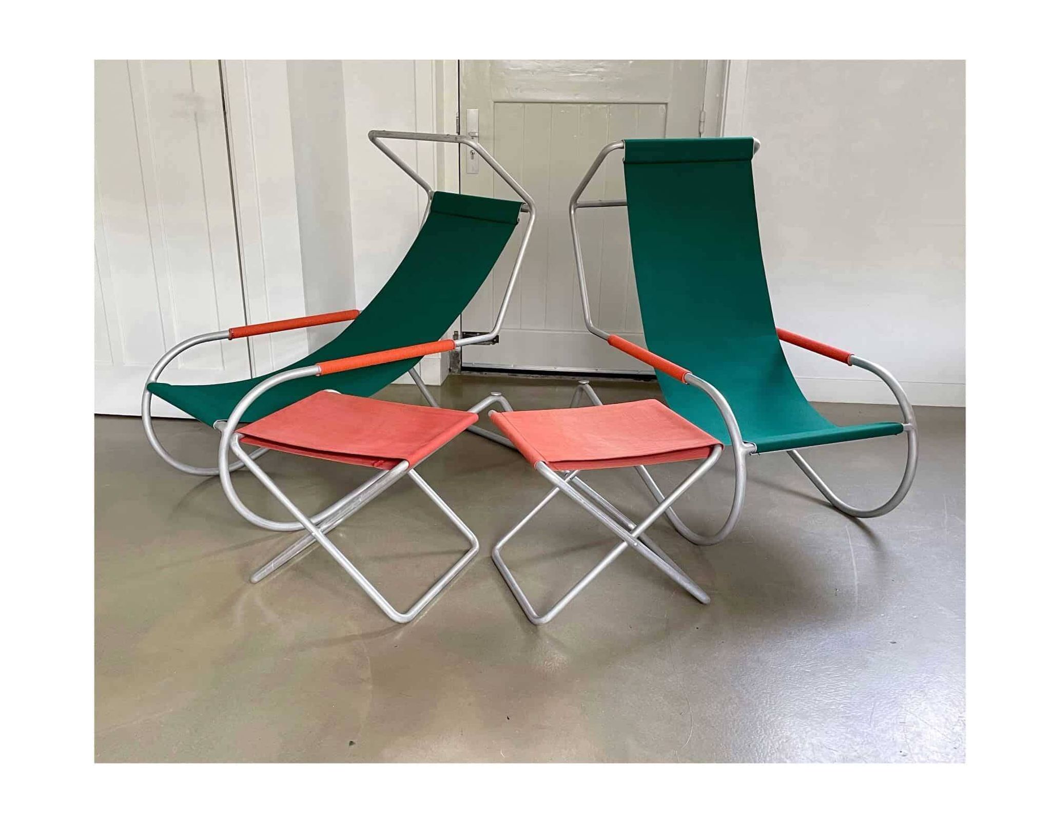 Set of midcentury 'Lido' sun lounge chairs, design Battista and Gino Giudici
