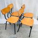 4 chaises modernistes bois et métal vintage 1960