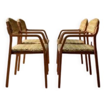 Chaises à bras en bois courbé, milieu du siècle, rembourrées, TON, années 1960, Tchécoslovaquie