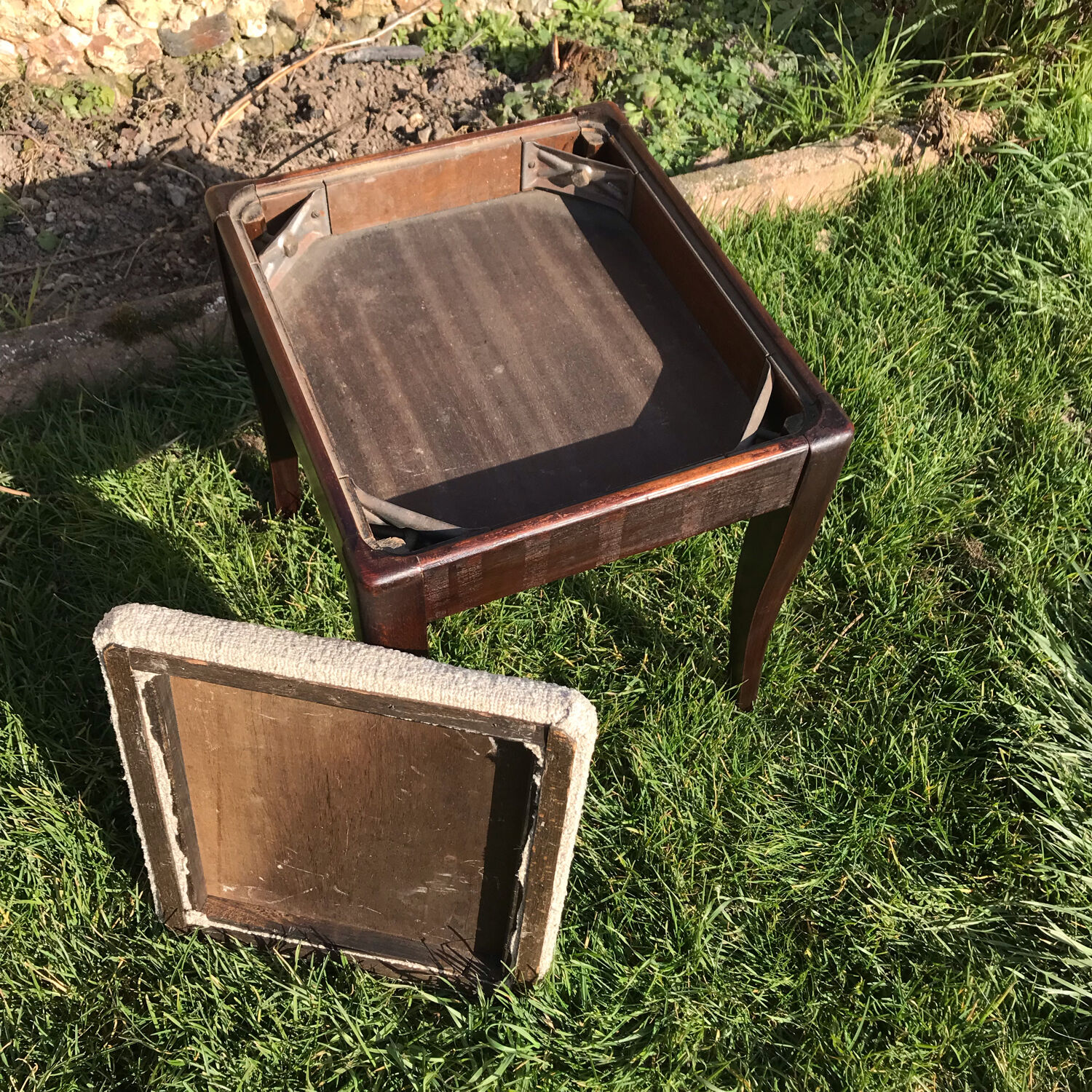 Vintage rectangular piano stool 1950